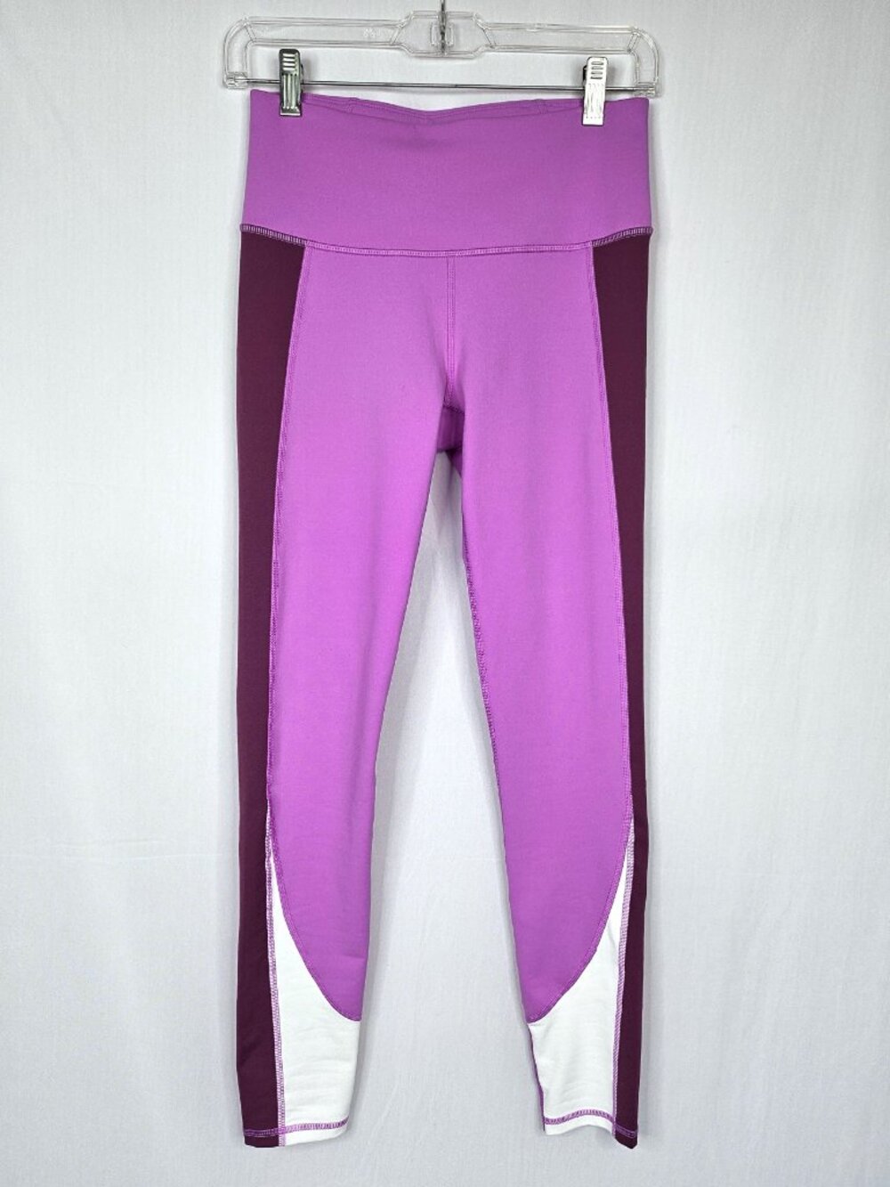 Under Armour Leggings | Colorblock Pink Plum White | Small